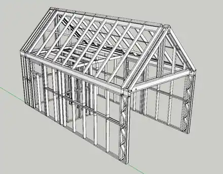 Modelo 3D de la estructura de la cabaña